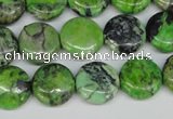 CCO133 15.5 inches 14mm flat round dyed natural chrysotine beads