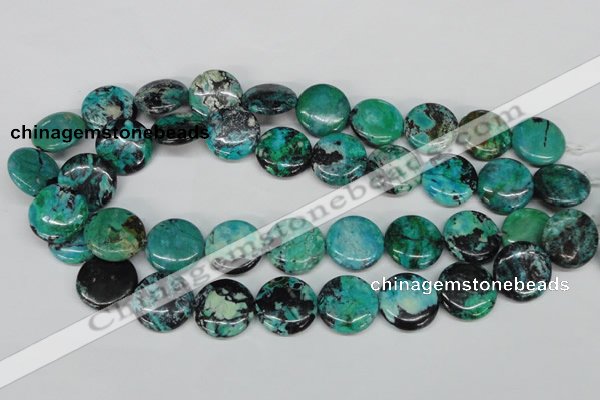 CCO154 15.5 inches 20mm flat round dyed natural chrysotine beads