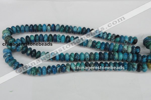 CCO172 15.5 inches 6*12mm rondelle dyed natural chrysotine beads