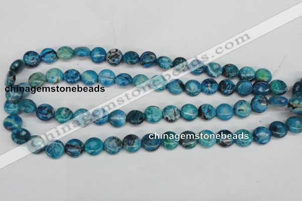 CCO175 15.5 inches 12mm flat round dyed natural chrysotine beads