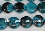 CCO176 15.5 inches 14mm flat round dyed natural chrysotine beads