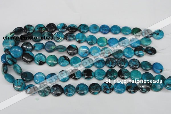 CCO176 15.5 inches 14mm flat round dyed natural chrysotine beads