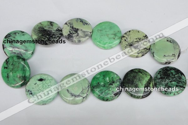 CCO36 15.5 inches 35mm flat round natural chrysotine beads