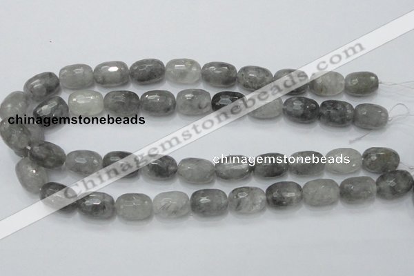 CCQ101 15.5 inches faceted egg-shaped 13*17mm cloudy quartz beads