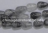 CCQ103 15.5 inches 8*12mm teardrop cloudy quartz beads wholesale