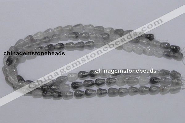 CCQ103 15.5 inches 8*12mm teardrop cloudy quartz beads wholesale
