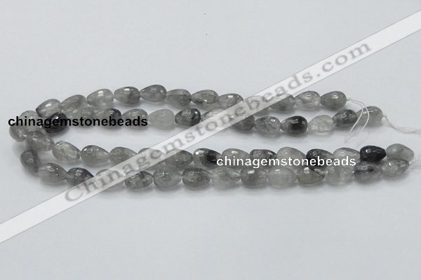 CCQ108 15.5 inches 10*14mm faceted teardrop cloudy quartz beads