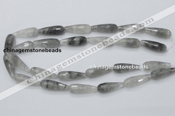 CCQ109 15.5 inches 10*30mm faceted teardrop cloudy quartz beads