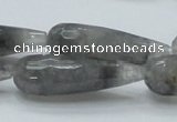 CCQ110 15.5 inches 12*40mm faceted teardrop cloudy quartz beads