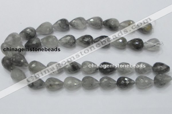 CCQ111 15.5 inches 15*22mm faceted teardrop cloudy quartz beads