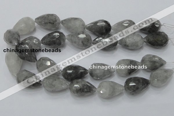 CCQ112 15.5 inches 20*30mm faceted teardrop cloudy quartz beads