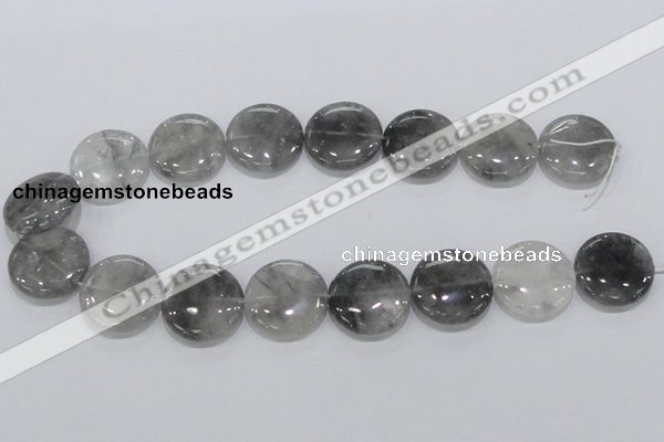 CCQ121 15.5 inches 25mm coin cloudy quartz beads wholesale