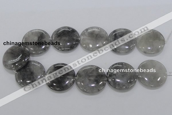 CCQ122 15.5 inches 35mm coin cloudy quartz beads wholesale