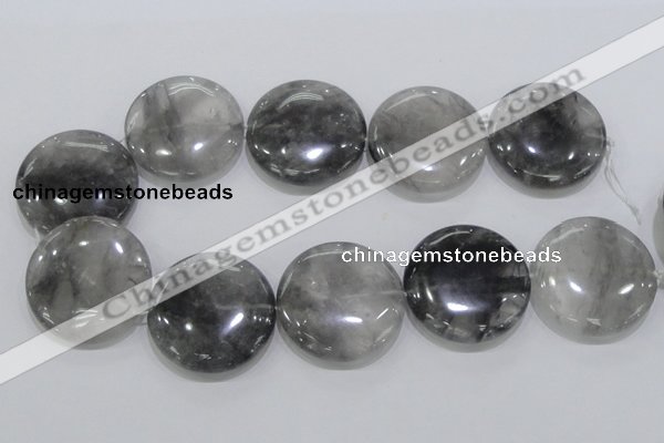 CCQ123 15.5 inches 40mm coin cloudy quartz beads wholesale