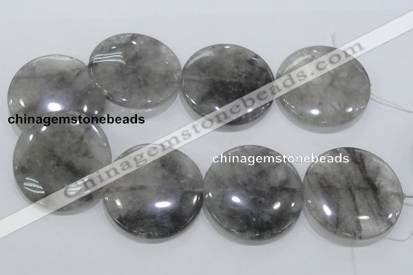 CCQ124 15.5 inches 50mm coin cloudy quartz beads wholesale