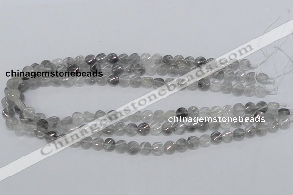 CCQ125 15.5 inches 8mm twisted coin cloudy quartz beads wholesale