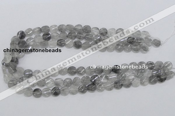 CCQ126 15.5 inches 10mm twisted coin cloudy quartz beads wholesale