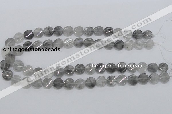 CCQ127 15.5 inches 12mm twisted coin cloudy quartz beads wholesale