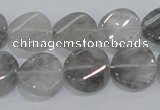 CCQ128 15.5 inches 15mm twisted coin cloudy quartz beads wholesale