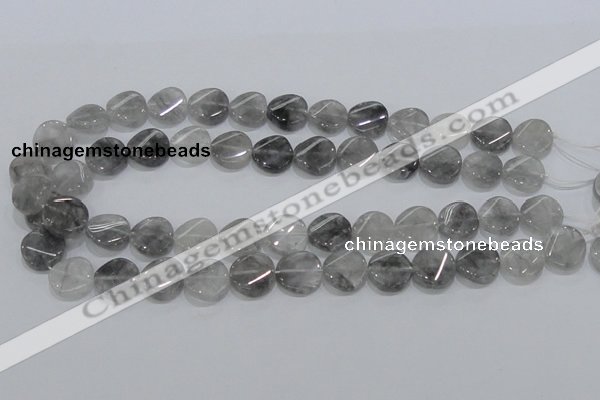 CCQ128 15.5 inches 15mm twisted coin cloudy quartz beads wholesale