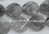 CCQ129 15.5 inches 20mm twisted coin cloudy quartz beads wholesale