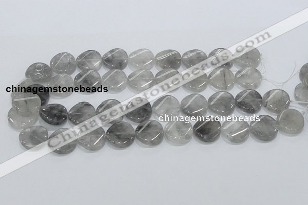 CCQ129 15.5 inches 20mm twisted coin cloudy quartz beads wholesale