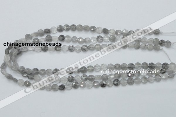 CCQ133 15.5 inches 8mm faceted coin cloudy quartz beads wholesale