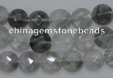 CCQ134 15.5 inches 10mm faceted coin cloudy quartz beads wholesale