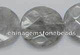 CCQ139 15.5 inches 30mm faceted coin cloudy quartz beads wholesale