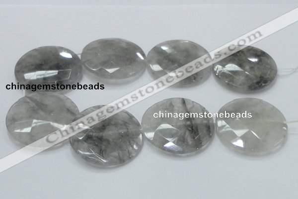 CCQ142 15.5 inches 50mm faceted coin cloudy quartz beads wholesale