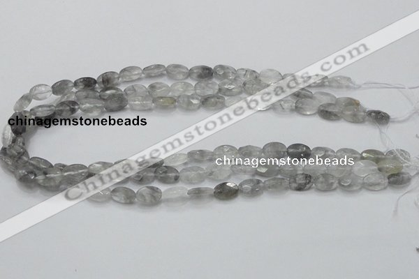 CCQ152 15.5 inches 8*12mm faceted oval cloudy quartz beads wholesale