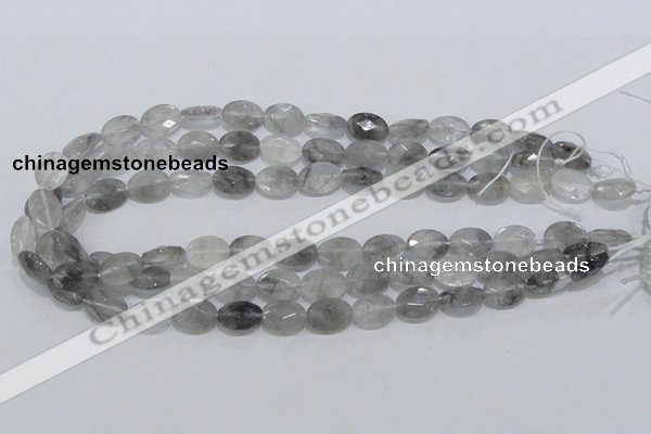 CCQ153 15.5 inches 10*14mm faceted oval cloudy quartz beads wholesale