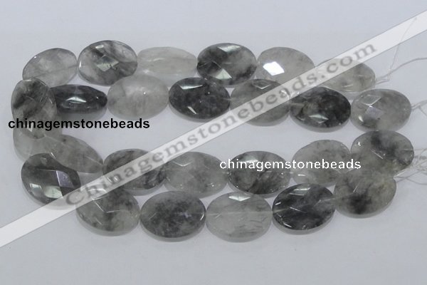 CCQ157 15.5 inches 24*30mm faceted oval cloudy quartz beads wholesale