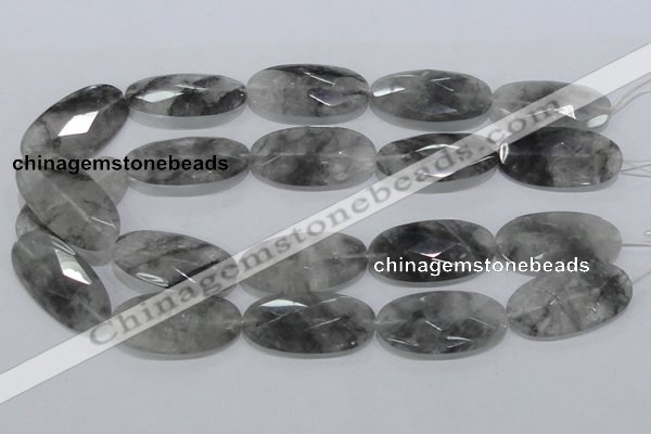 CCQ158 15.5 inches 20*40mm faceted oval cloudy quartz beads wholesale