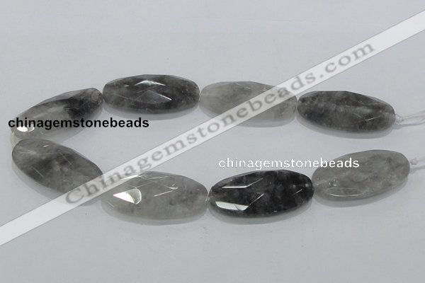CCQ159 15.5 inches 25*50mm faceted oval cloudy quartz beads wholesale