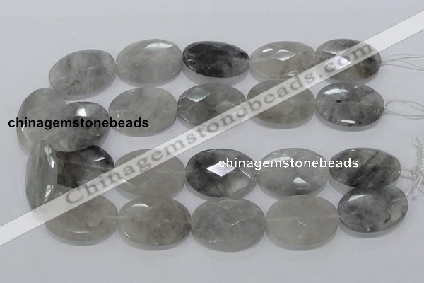 CCQ160 15.5 inches 25*35mm faceted oval cloudy quartz beads wholesale