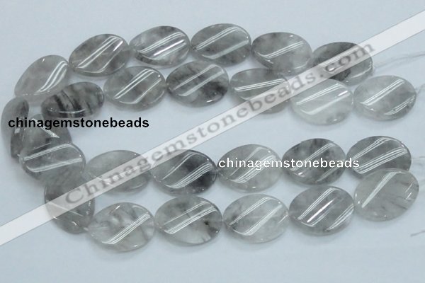 CCQ162 15.5 inches 23*30mm twisted oval cloudy quartz beads wholesale