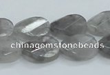 CCQ164 15.5 inches 13*18mm twisted & faceted oval cloudy quartz beads