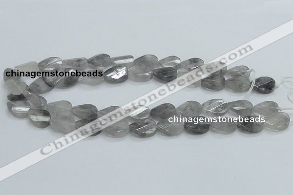 CCQ164 15.5 inches 13*18mm twisted & faceted oval cloudy quartz beads