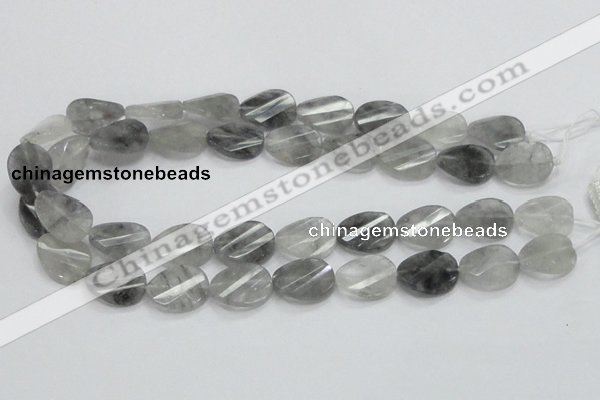 CCQ165 15.5 inches 12*20mm twisted & faceted oval cloudy quartz beads