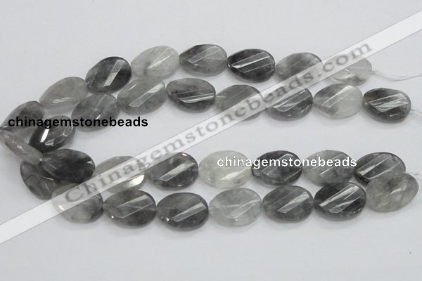 CCQ166 15.5 inches 18*25mm twisted & faceted oval cloudy quartz beads