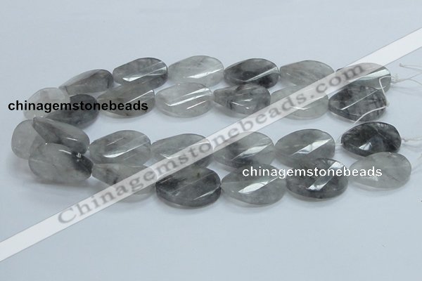 CCQ167 15.5 inches 22*30mm twisted & faceted oval cloudy quartz beads