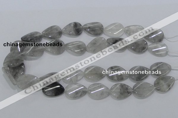 CCQ170 15.5 inches 18*25mm twisted flat teardrop cloudy quartz beads