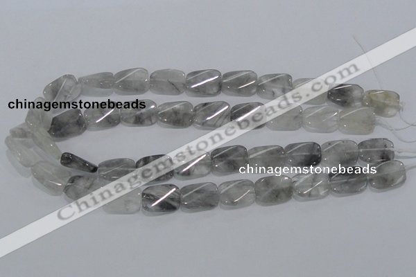 CCQ181 15.5 inches 13*19mm twisted rectangle cloudy quartz beads