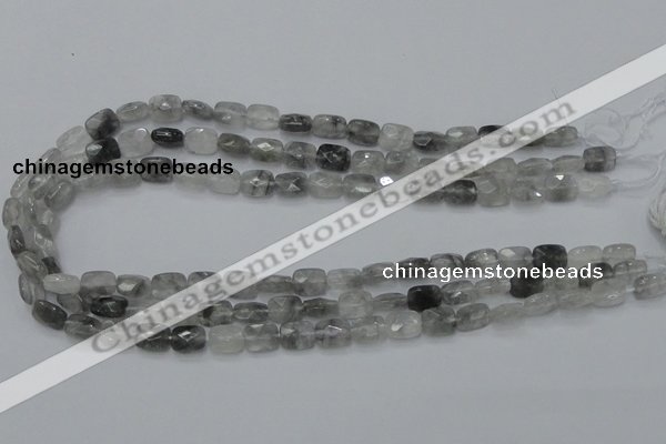 CCQ184 15.5 inches 8*10mm faceted rectangle cloudy quartz beads