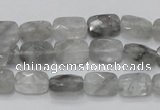 CCQ185 15.5 inches 8*12mm faceted rectangle cloudy quartz beads