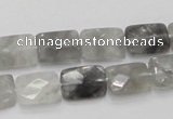 CCQ186 15.5 inches 10*14mm faceted rectangle cloudy quartz beads