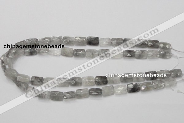 CCQ186 15.5 inches 10*14mm faceted rectangle cloudy quartz beads