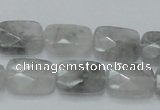 CCQ187 15.5 inches 14*18mm faceted rectangle cloudy quartz beads