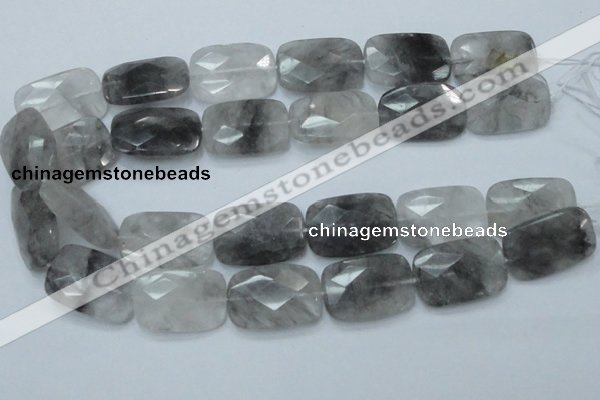 CCQ191 15.5 inches 20*30mm faceted rectangle cloudy quartz beads